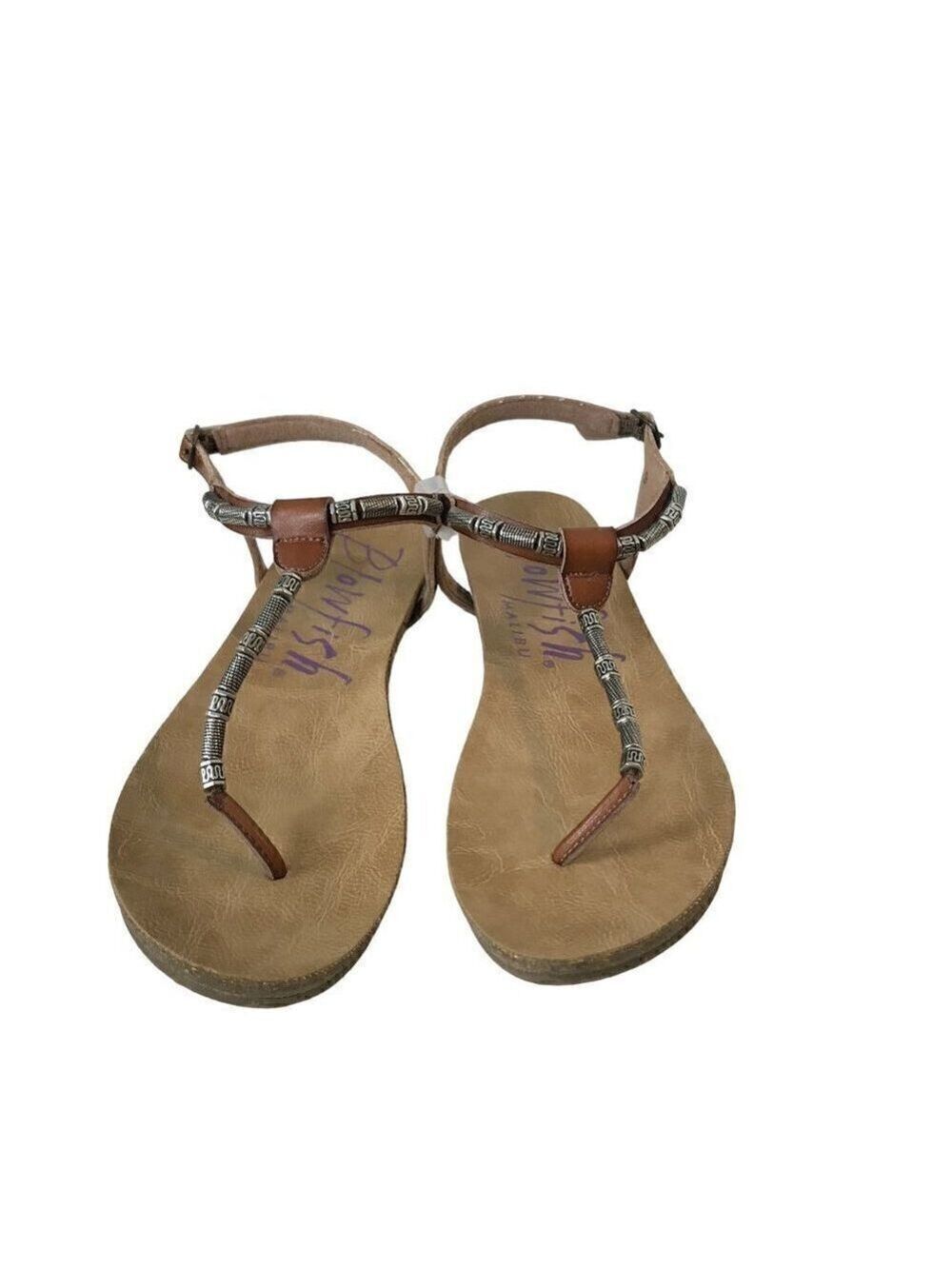 Blowfish Malibu Leather Sandals With Silver Coloured Accent Beads Size 9
